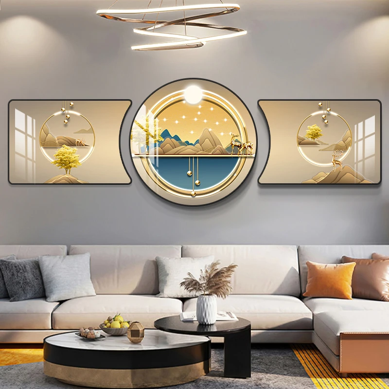 荣耀佳画【佳工坊】轻奢客厅装饰画现代沙发背景墙三联画挂画简约挂