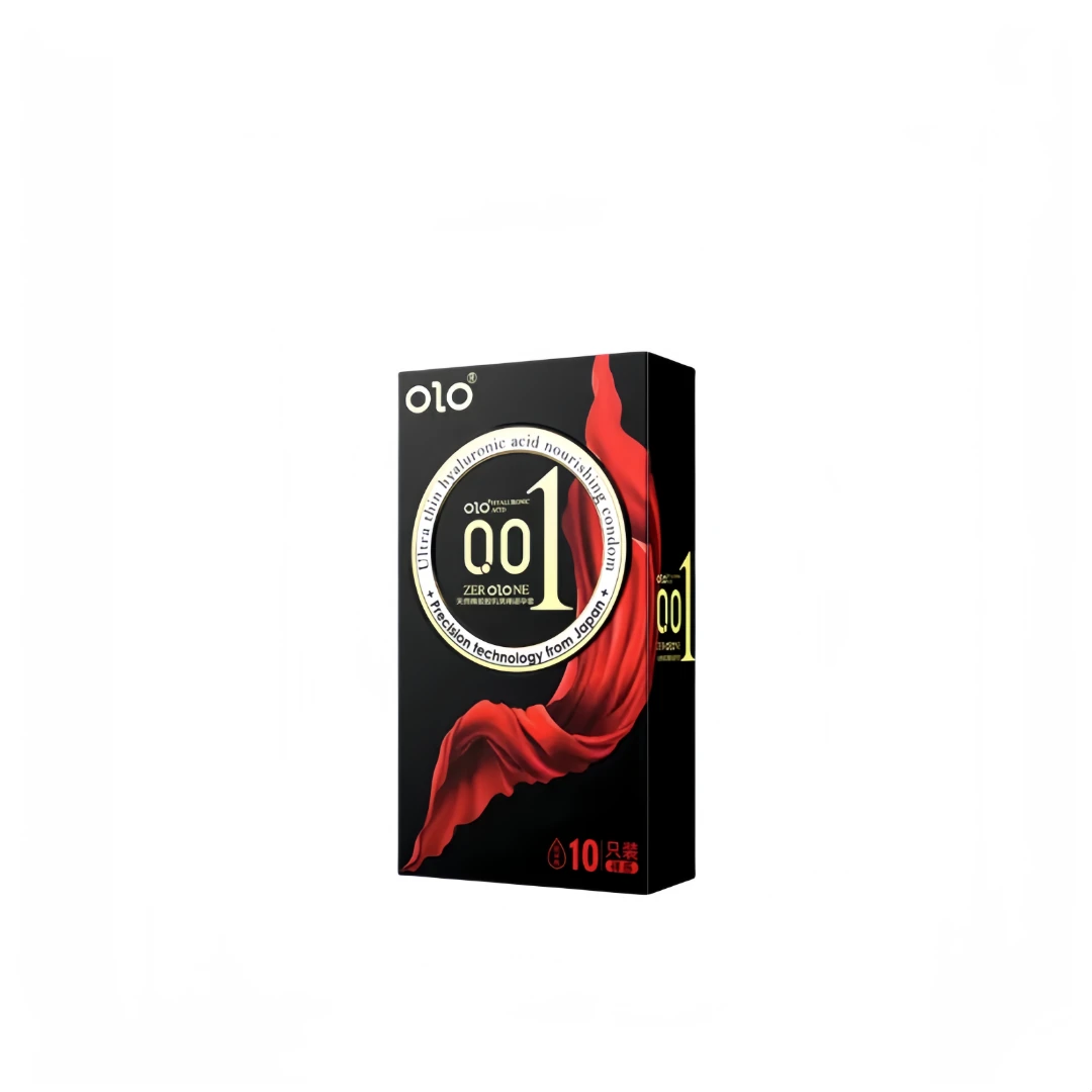 OLO裸感薄玻尿酸001超薄肤感0.01安全天然橡胶男用避孕套