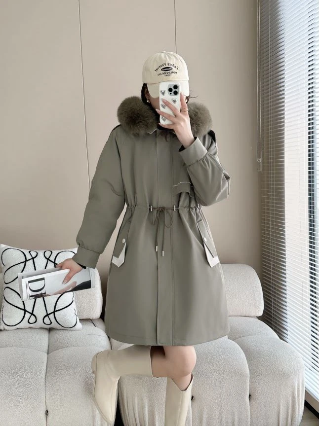 2973女款帽版毛领獭兔毛内胆派克服洋气时尚中长款韩版显瘦