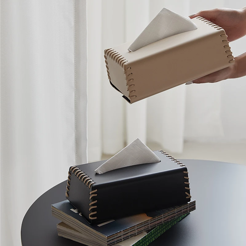 皮革抽纸盒家用客厅高档高级感皮质纸巾盒法式轻奢简约餐巾纸盒