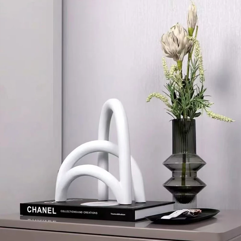 现代简约树脂拱形桥设计师摆件客厅电视柜玄关几何组合软装摆设