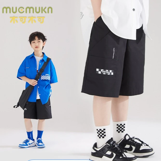 夏新款男童潮酷休闲五分裤儿童字母印花梭织运动短裤【M22YK1364】