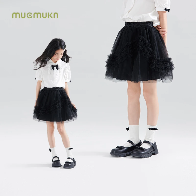 柔软网纱女童黑色花边腰裙儿童夏季新款透气半身裙M42XQ1097