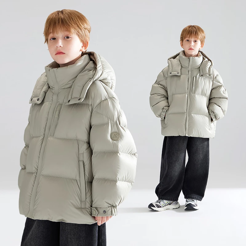 高充绒 潮牌压胶15D超轻连帽羽绒服90白鸭绒男童M44ZY3219