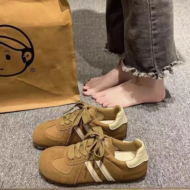 YJM4娃娃头阿甘鞋百搭复古德训鞋潮鞋时尚低帮系带潮流ins韩版