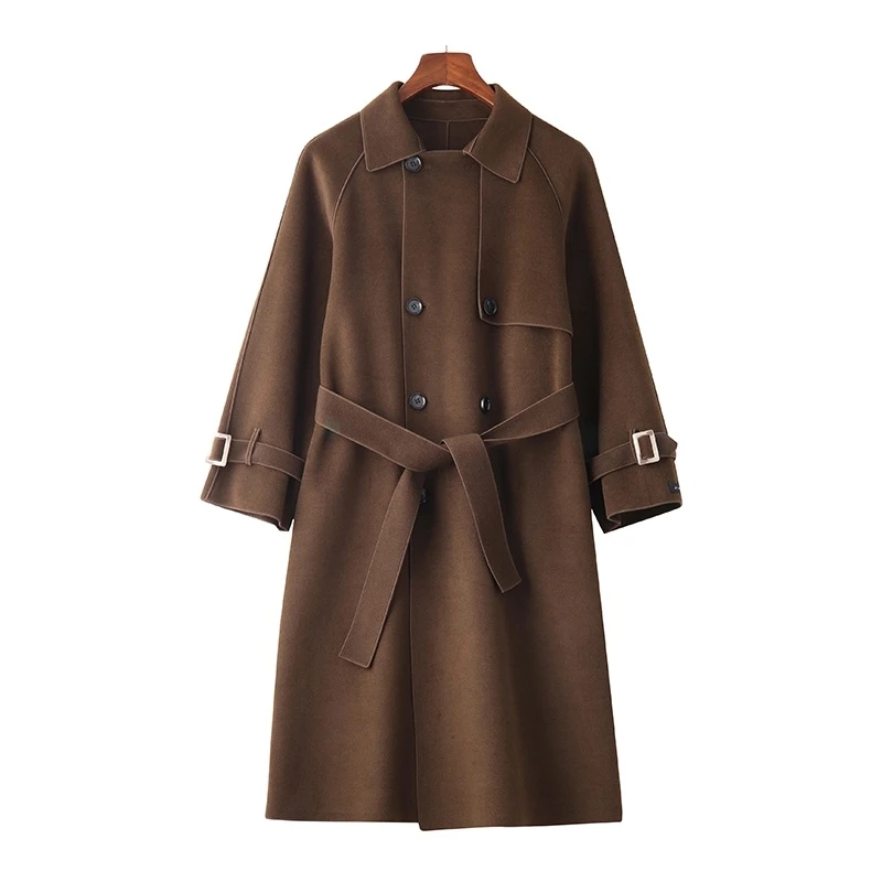 JIALENI佳乐妮经典气质秋冬季小A版美拉德双面毛呢风衣1009