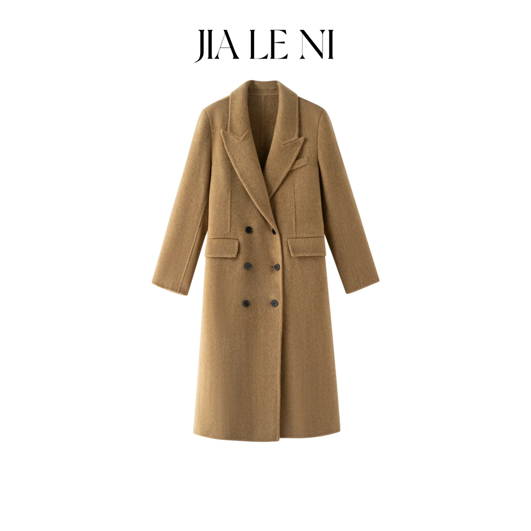 JIALENI佳乐妮100绵羊毛休闲韩系西装长款大衣6001