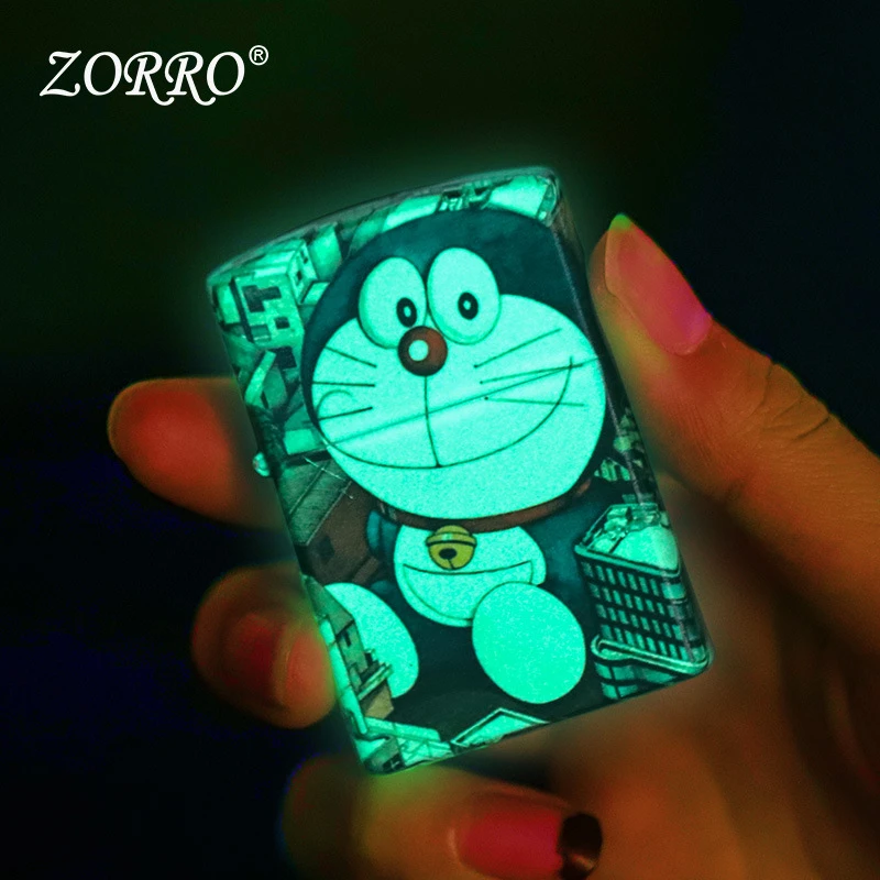 ZORRO佐罗煤油打火机夜光蓝胖子彩印黄铜防风创意送男士生日礼物