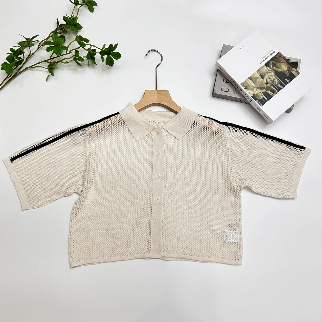 日订单百搭针织镂空短袖外搭时尚休闲