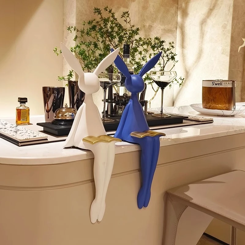 简约现代奶油风大白兔子高档摆件客厅玄关电视柜酒柜展示壁龛装饰