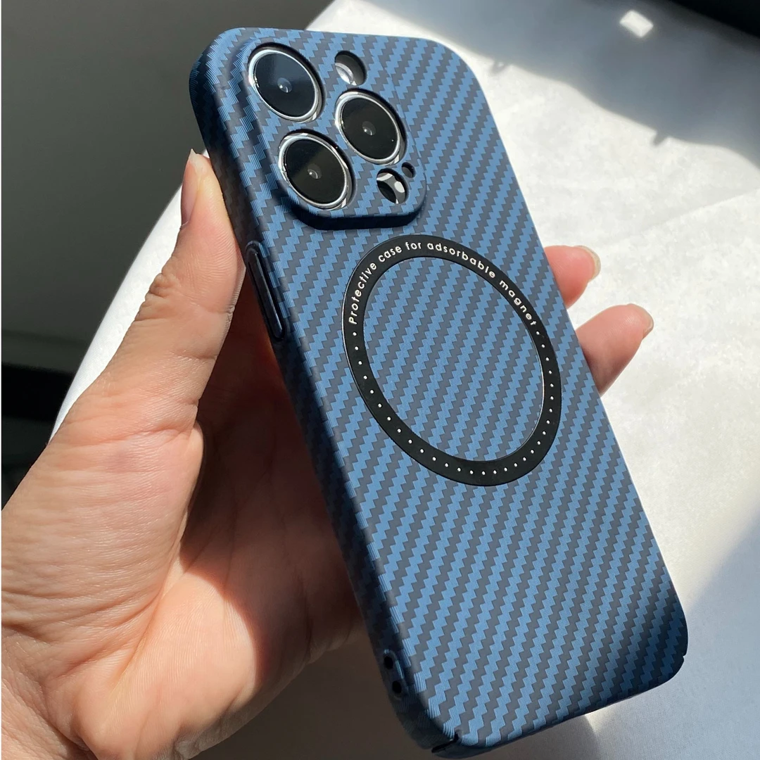 苹果手机壳15ProMax碳纤维纹全包镜头适用iPhone16磁吸硬壳防摔