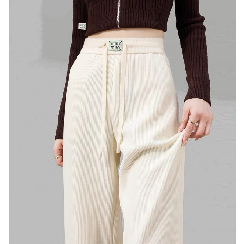 【实体批发】高腰阔腿裤女2025新款垂感小个子直筒显瘦休闲裤A987