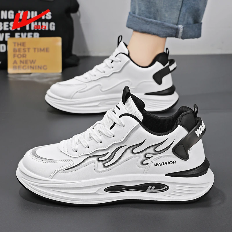 回力男鞋2025秋季新款休闲老爹鞋百搭皮面潮牌厚底增高小白运动鞋