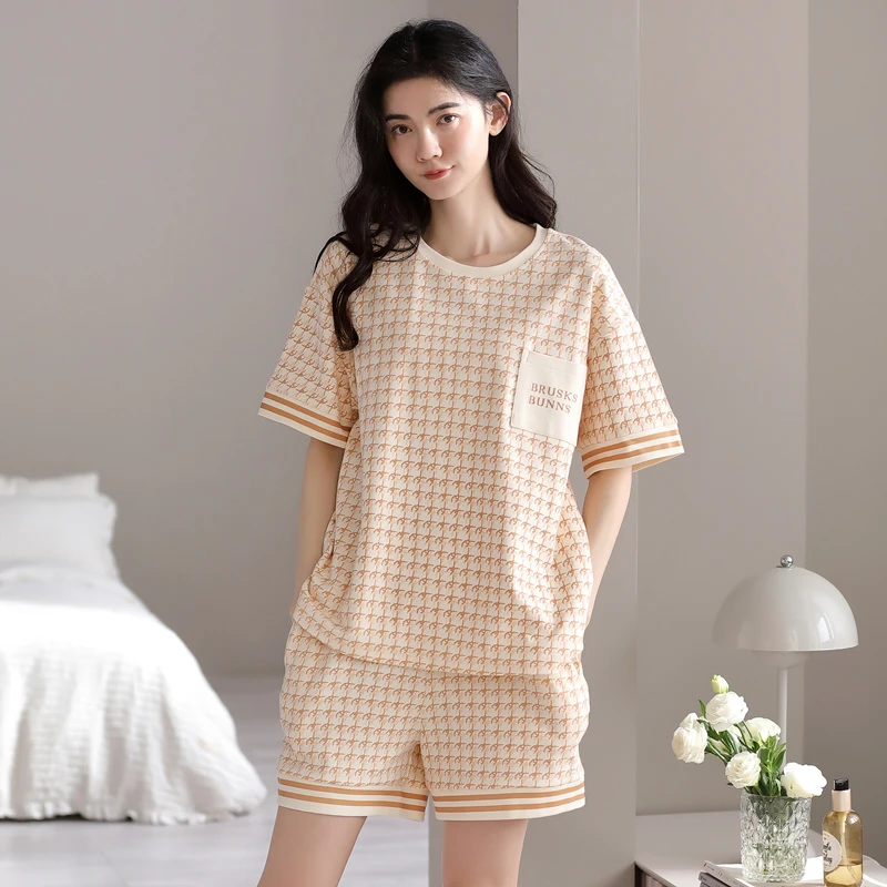女士睡衣新品爆款短裤短袖夏季纯棉家居服网红学生穿舒适透气宽松