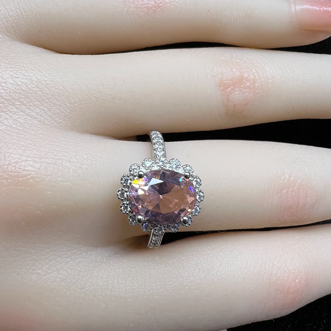 【摩根石】S925银天然摩根石戒指A0023（带国检证书）