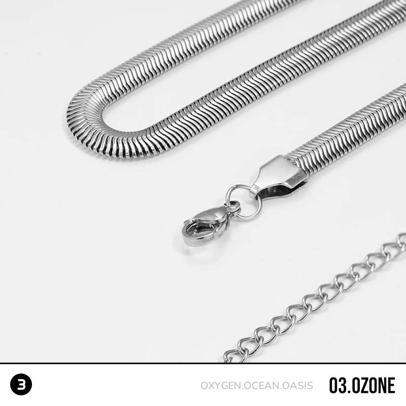 不锈钢项链 OZONE臭氧 O₃ 搭配一下 基础百搭款银色不锈钢蛇骨链