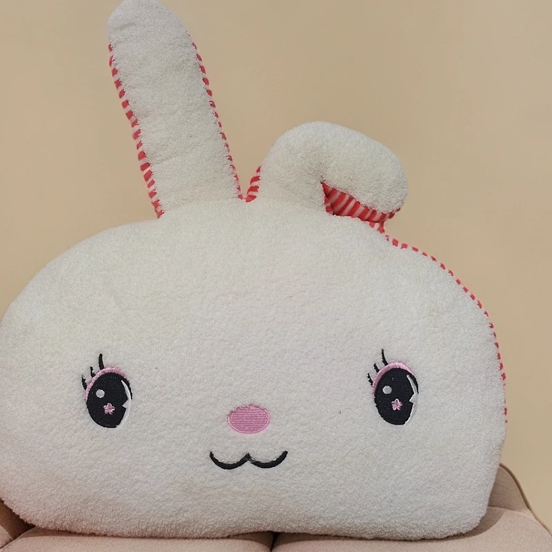 箐芳可爱毛绒兔靠垫办公室座椅护腰靠垫久坐靠枕腰枕抱枕床头靠垫