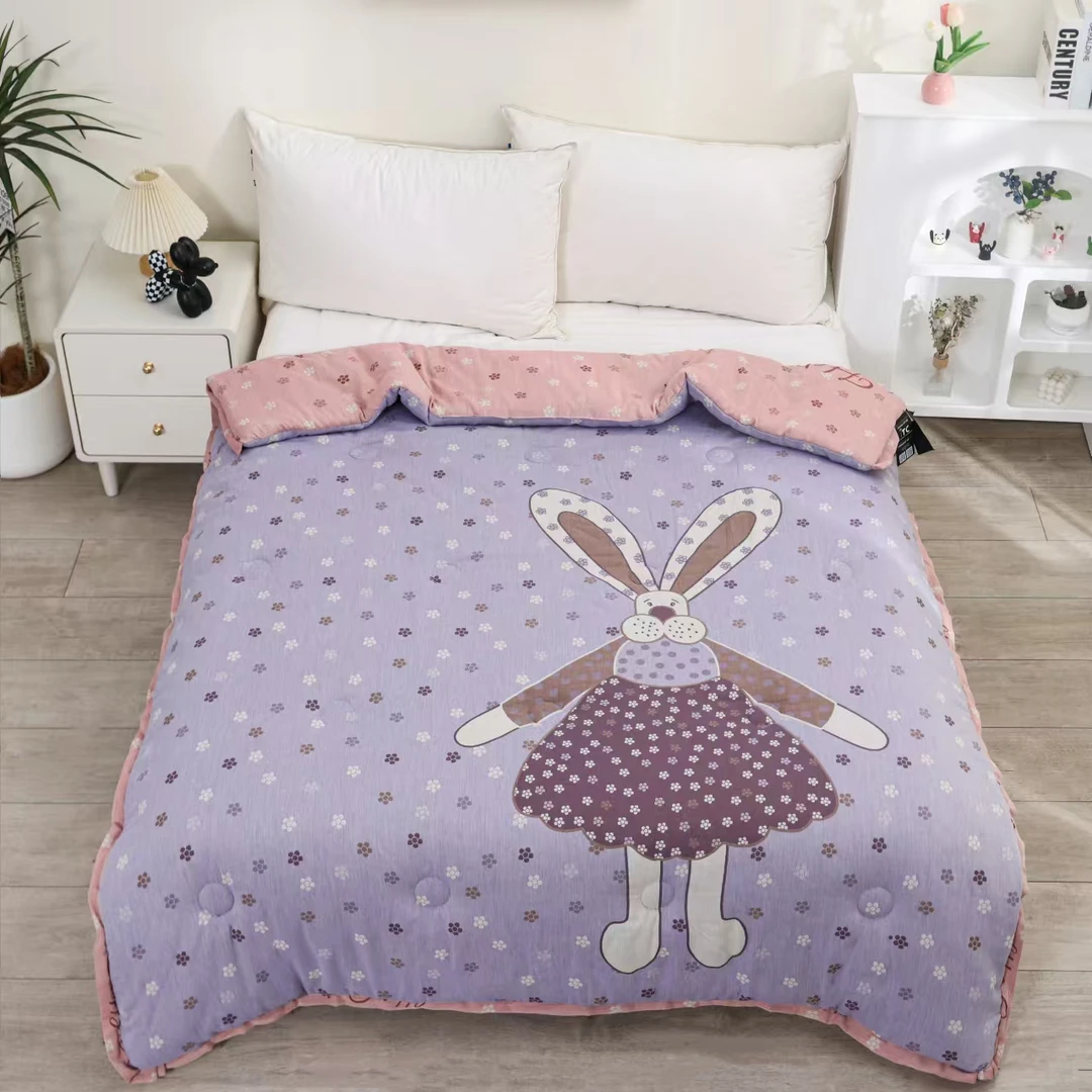 【紫兔】150*200cmA类精梳棉双层纱全棉纱布大豆被秋冬被亲肤柔软