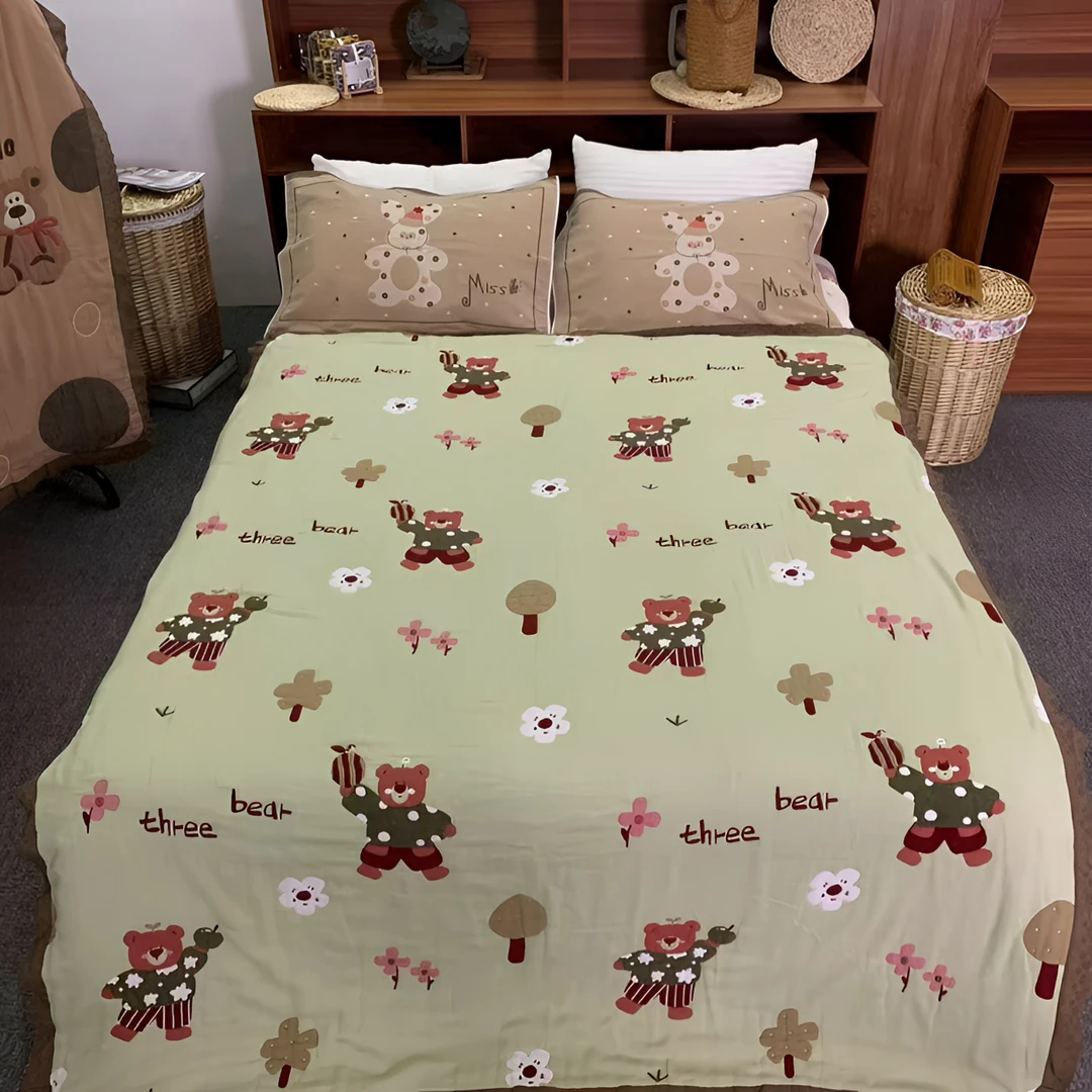 森林熊全棉泡芙被亲肤柔软空调被春秋被夏被