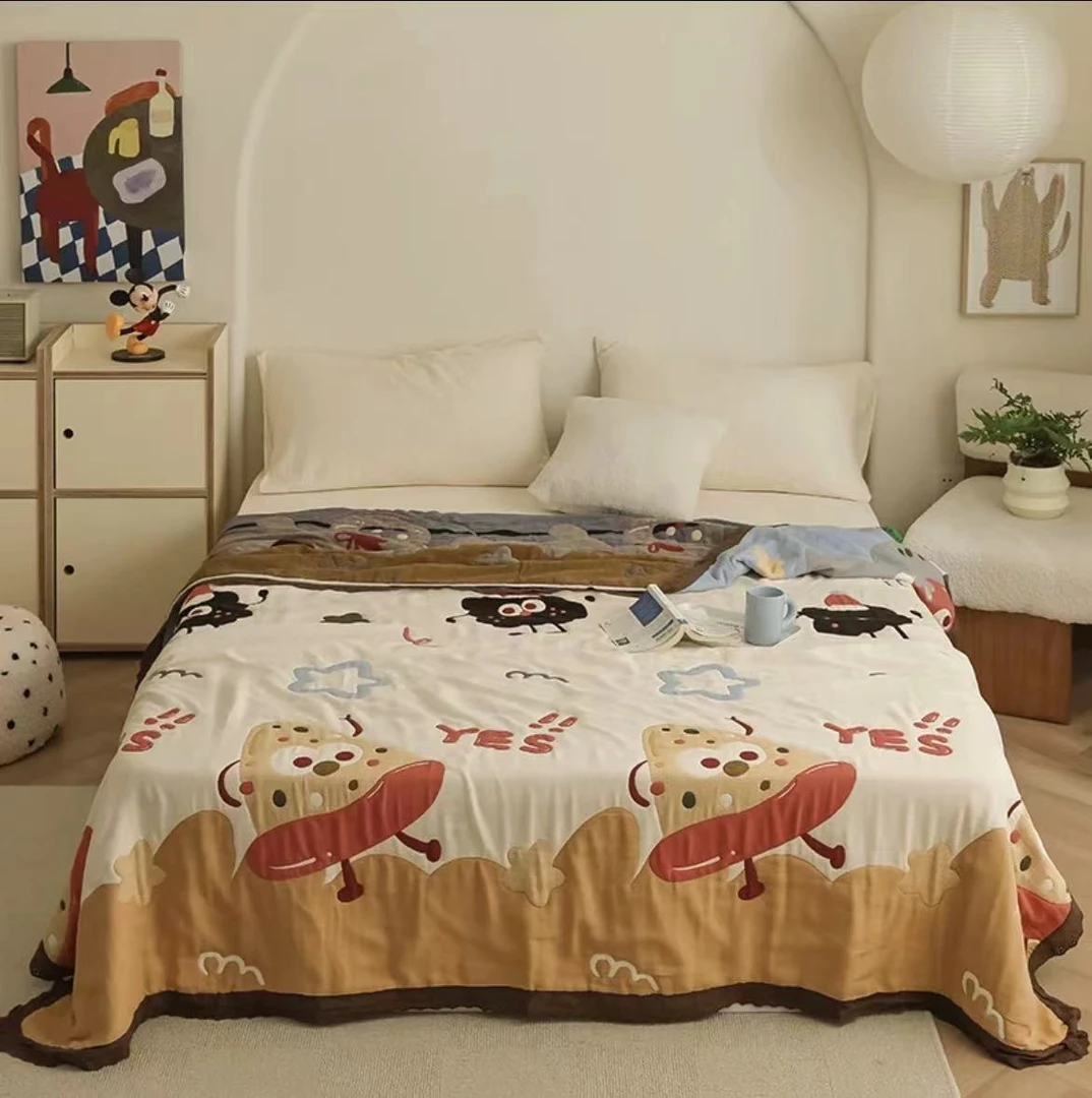 【甜甜圈】全棉纱布泡芙被子面料柔软舒适加厚保暖亲肤松弛感