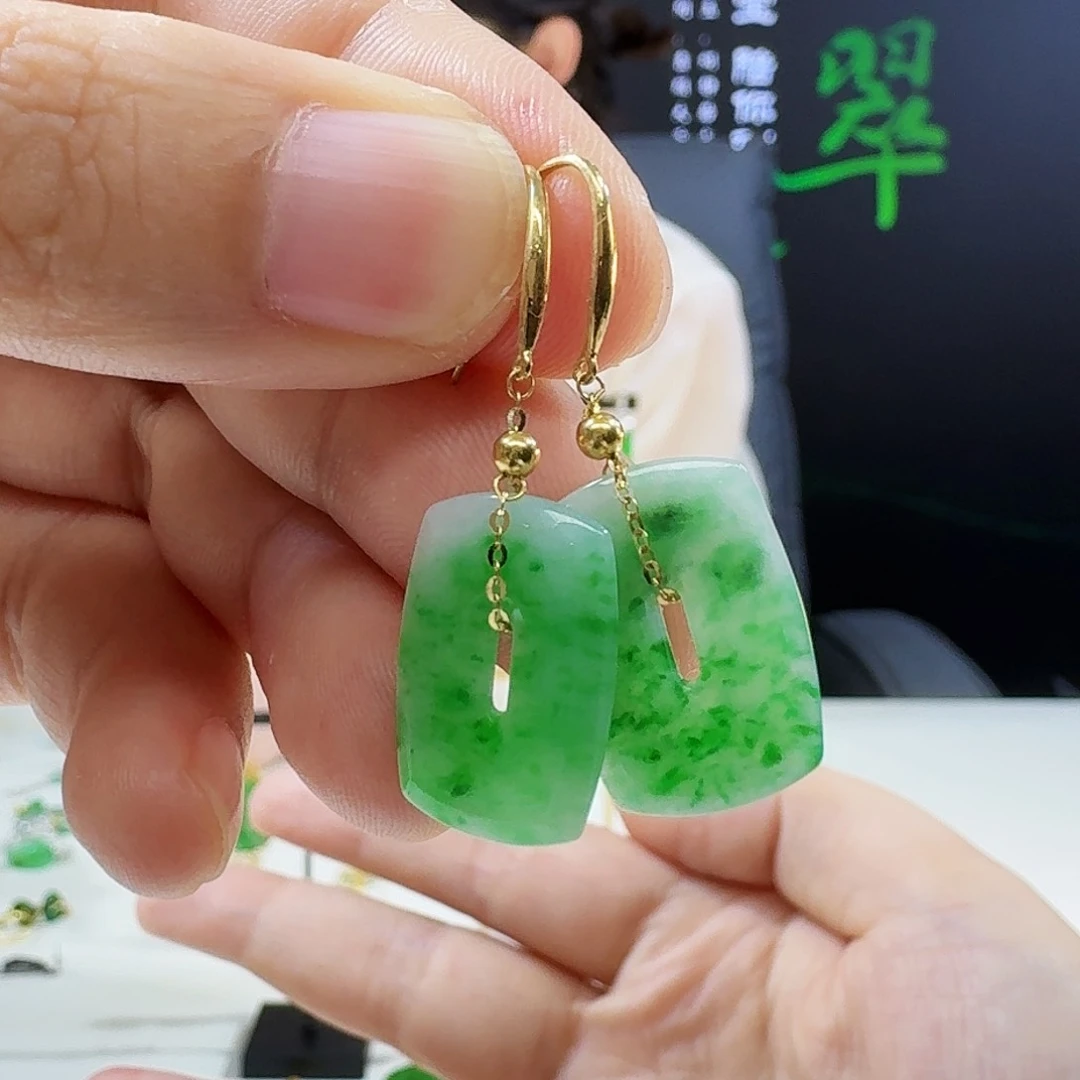 翡翠耳饰18K金镶嵌18k镶嵌