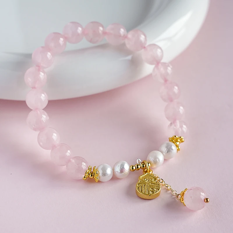 温柔风粉水晶单圈手链 多样性发一 -7583