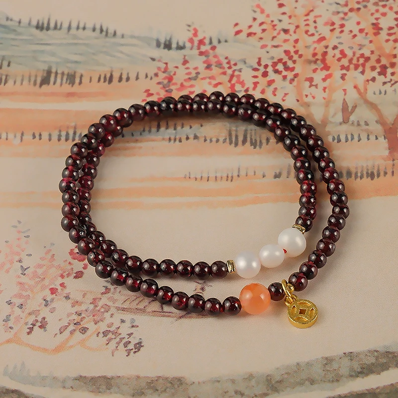 石榴石小点位多圈手链 多样性发一 -6472