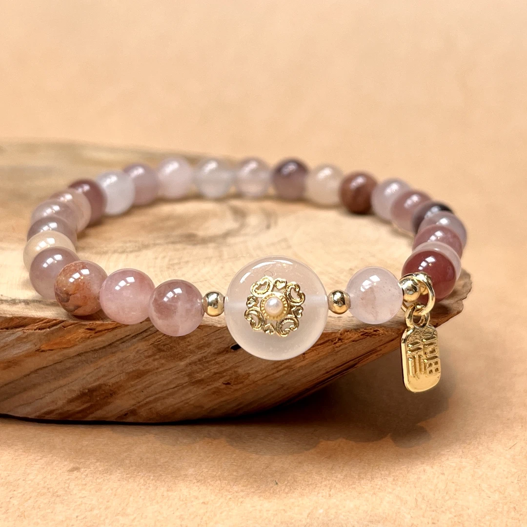 紫罗兰金丝玉轻奢气质简约百搭国风女款ins紫色手链手工-5728