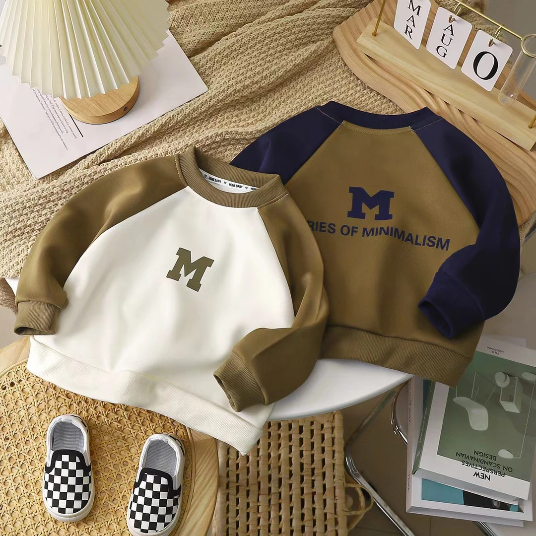 秋季儿童卫衣2024新款男童女童韩版上衣中大童插肩拼色