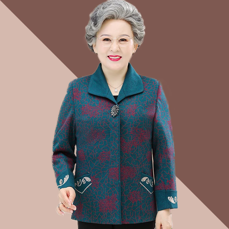 新款秋装上衣外套中老年女装奶奶装初秋翻领60岁70岁