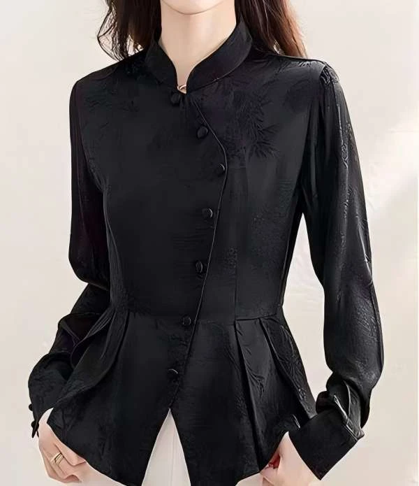 设计感提花女装上衣2025年秋冬新款时尚百搭收腰显瘦气质修身衬衫