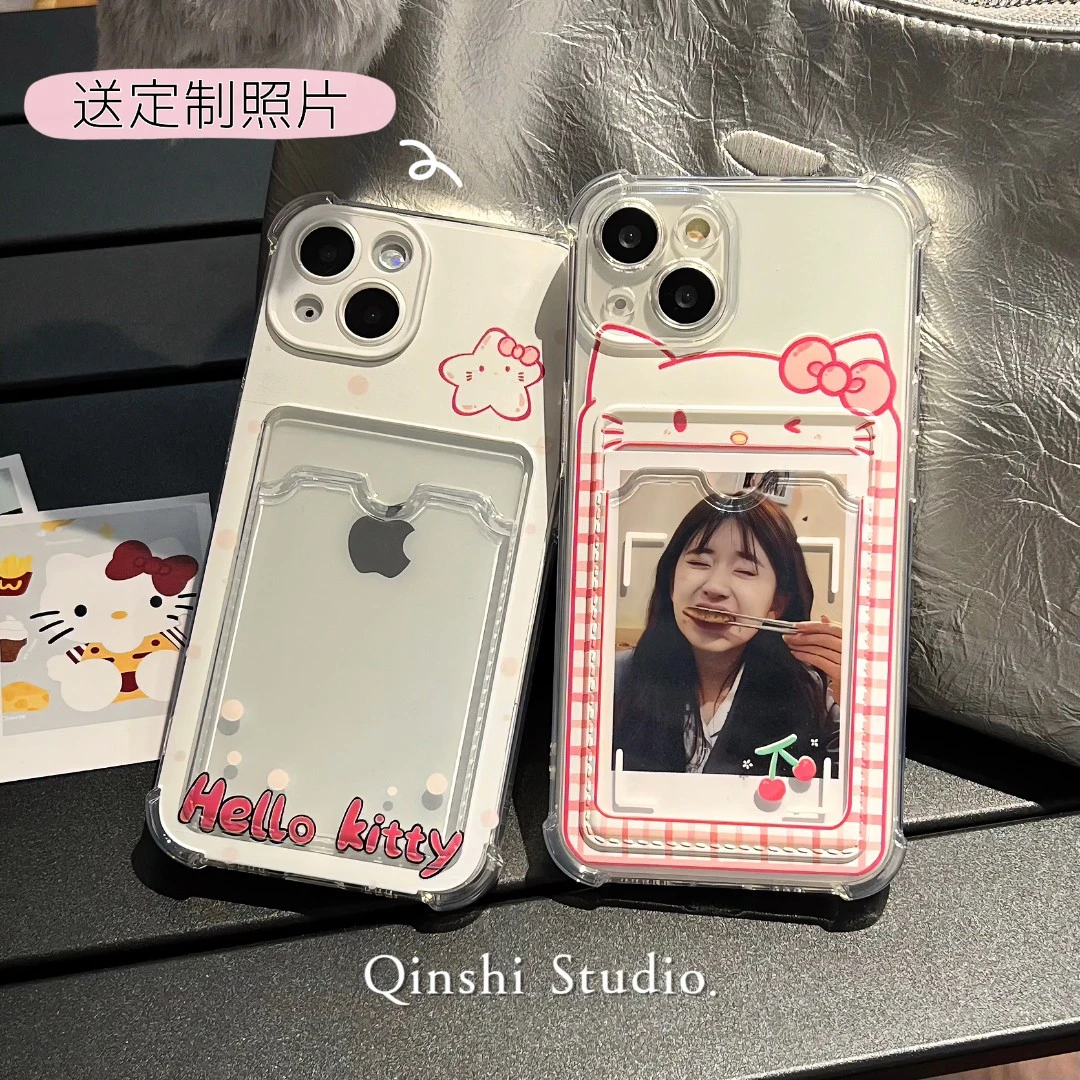 卡通kt猫DIY定制照片适用iphone14promax苹果15新款13硅胶12女11