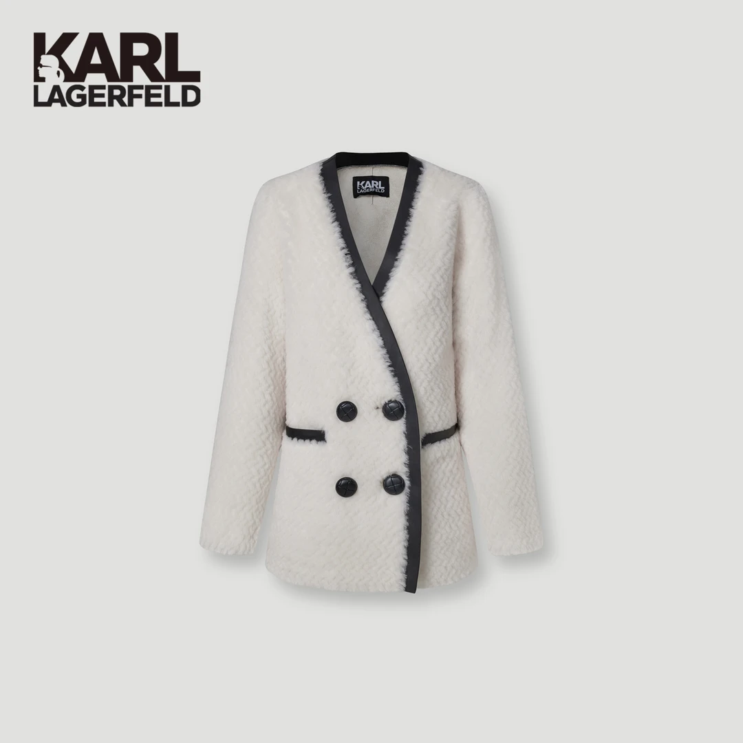 KARL LAGERFELD【星线好物】撞色边羊毛外套K27E1501