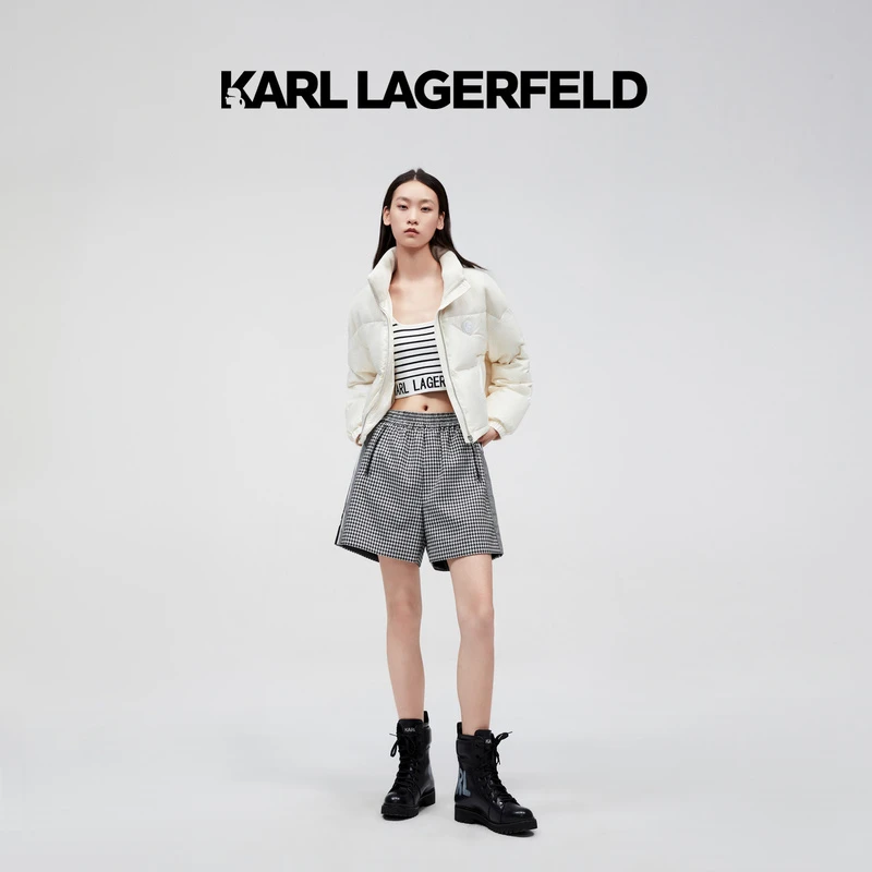 【晨粉专享价】KARLLAGERFELD新款短款拼接羽绒服老佛爷E27L1500