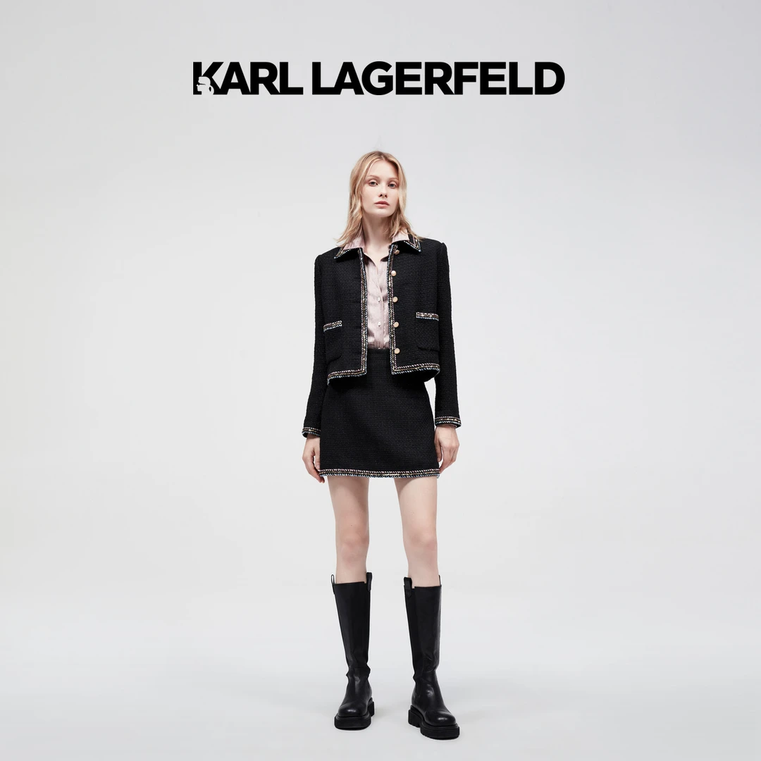 【官方】KARL LAGERFELD卡尔拉格斐小香粗花呢短外套E37W1488