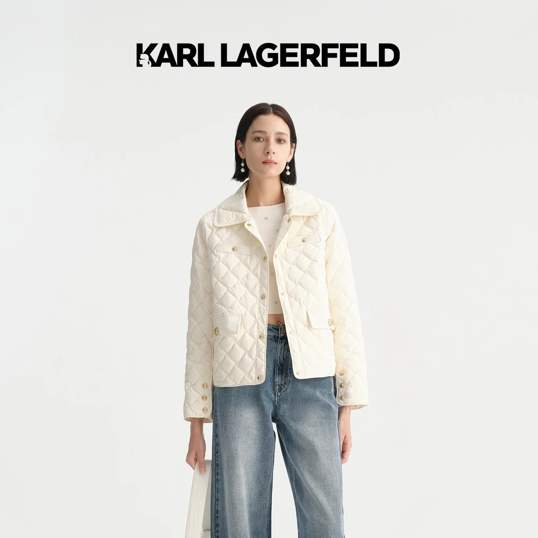 【杨红霞专属】KARL LAGERFELD秋新款菱格绗缝四袋羽绒外套E37W1570