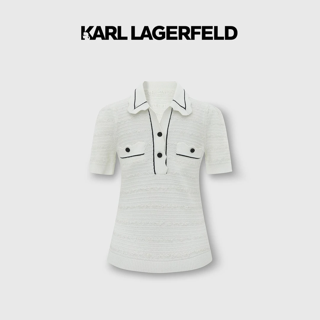 【米亚专属】KARLLAGERFELD女士白色针织套头毛衣E32L2037