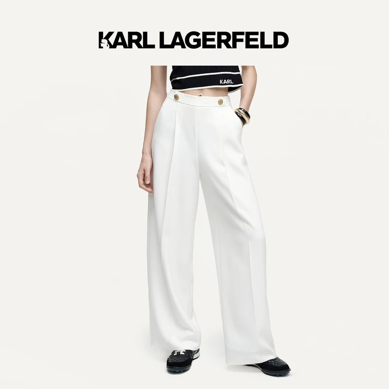 【晨粉专享价】KARL LAGERFELD卡尔拉格斐24秋新捏褶阔腿裤K26L1002