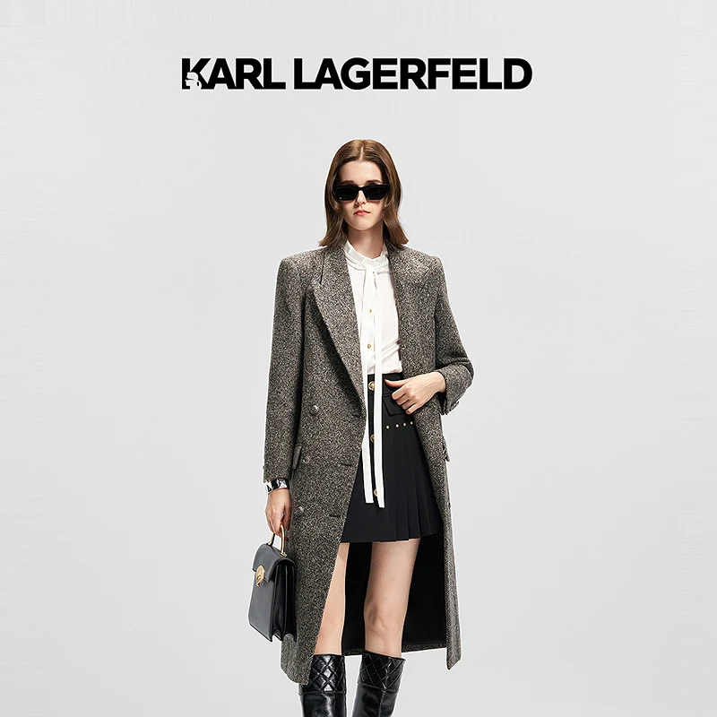 【丽公主专属】KARLLAGERFELD24冬新款花灰大衣老佛爷K27E2953