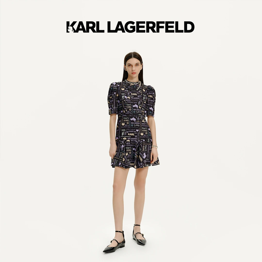 【官方】KARL LAGERFELD夏季新款KARL印花连衣裙E42W1377