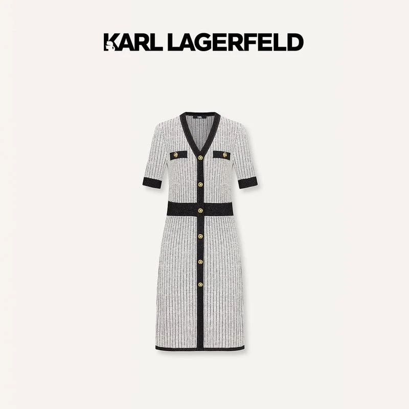 【若谷专属】KARLLAGERFELD春黑白撞色针织连衣裙E42W1357