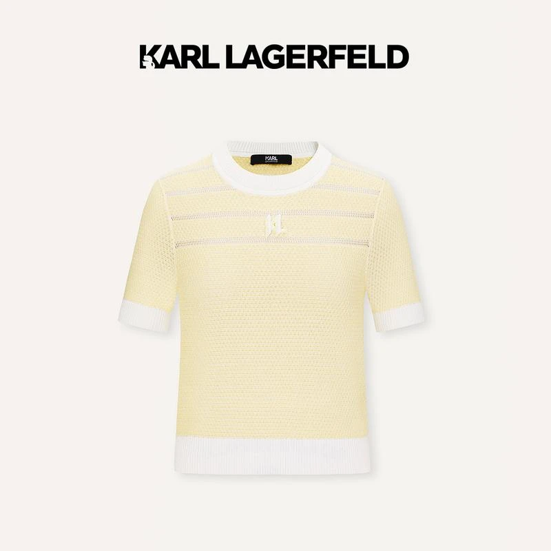 【晨粉专享价】KARL LAGERFELD春撞色短袖针织套头衫E42W2030