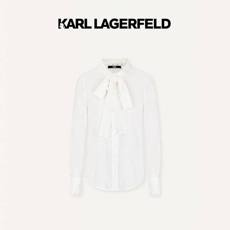 【晨粉专享价】KARLLAGERFELD春蝴蝶结系带领衬衫E41W1609