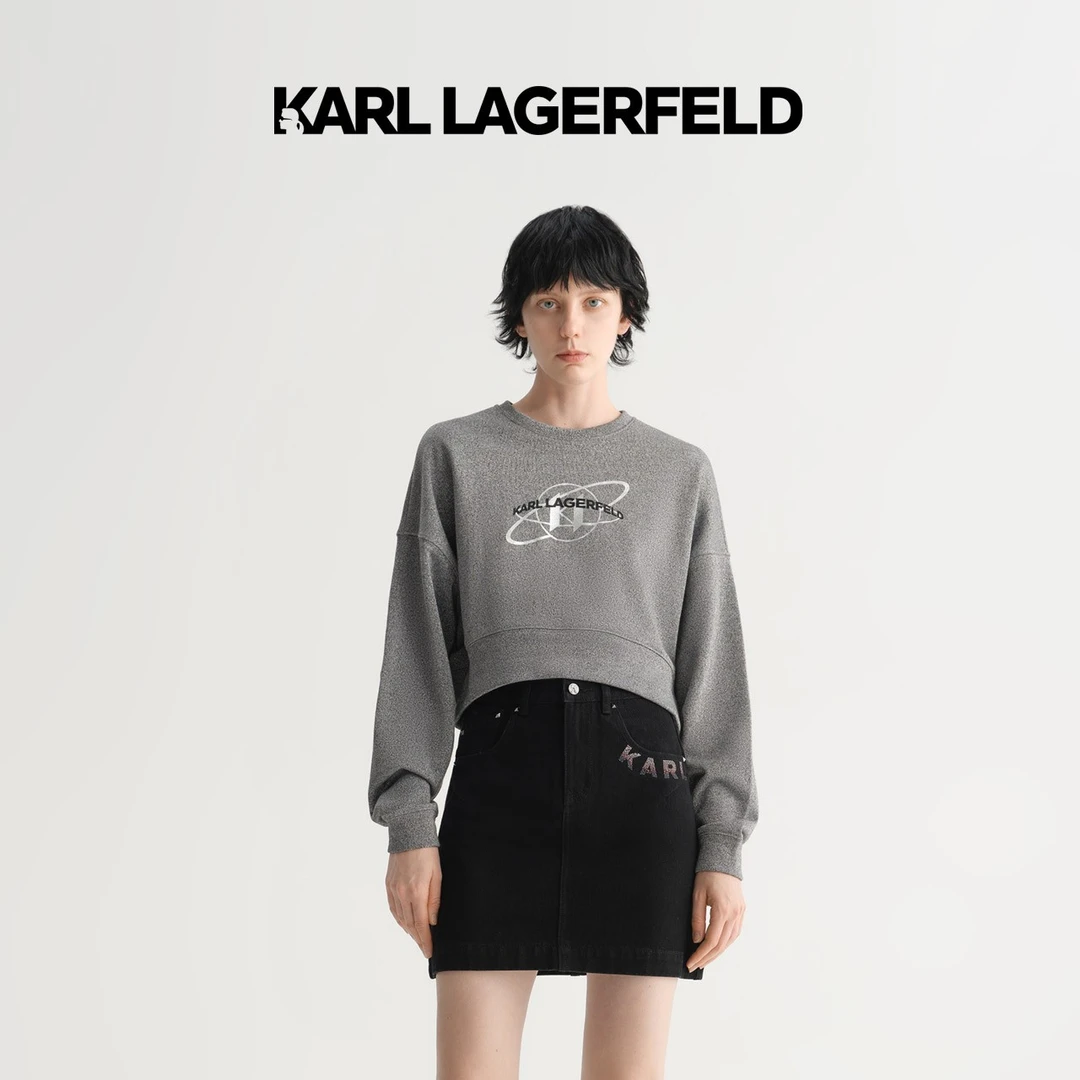 【晨粉专享价】KARL LAGERFELD2023春季新款女灰色卫衣231L1854