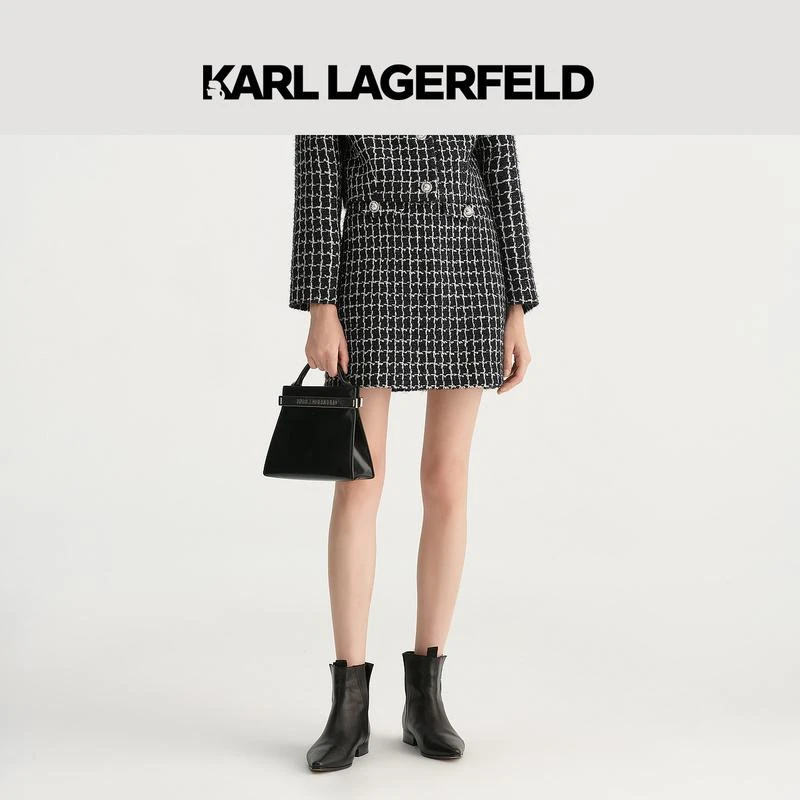【婷婷专属】KARLLAGERFELD秋撞色格纹花呢短款半裙E36W1204