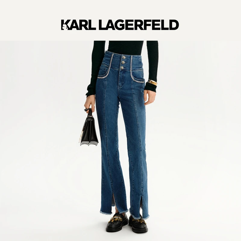 【若谷专属】KARLLAGERFELD卡尔拉格斐秋新高腰牛仔裤M22E1117