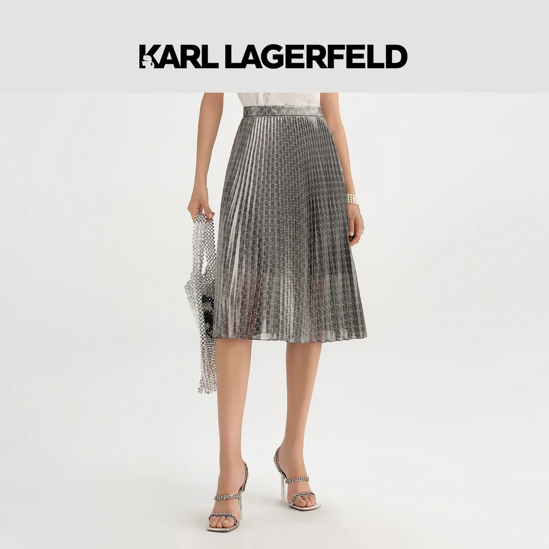 【若谷专属】KARLLAGERFELD春新款老花百褶裙老佛爷231L1214