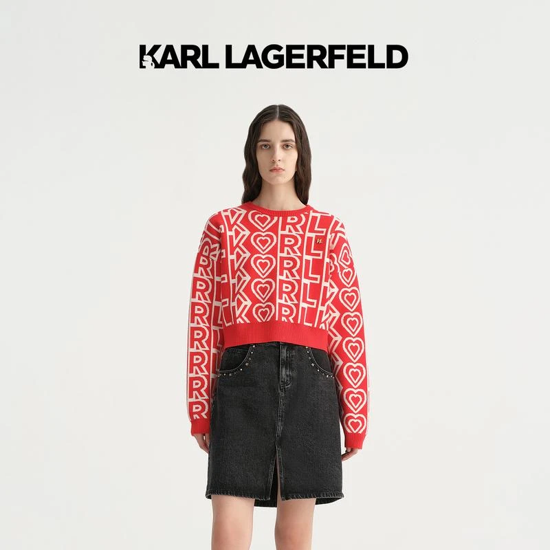 【大可专属】KARLLAGERFELDLOGO撞色针织套头衫E37W2049