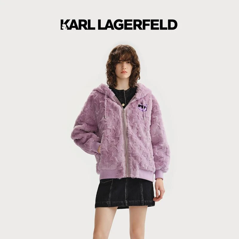 【大可专属】KARL LAGERFELD秋粉紫色KL老花卫衣236L1802
