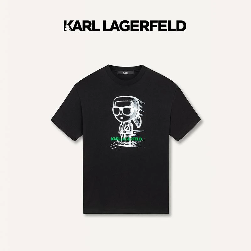 【官方男装】KARL LAGERFELD卡尔拉格斐24春新款KL印花T恤241N1739